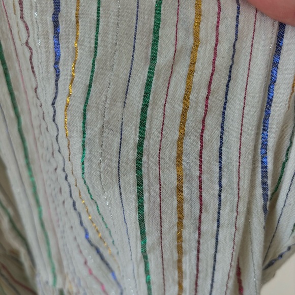 Apiece Apart Tilton Tiered Maxi Dress White Metallic Stripes Womens Size XL $435 - Picture 13 of 13